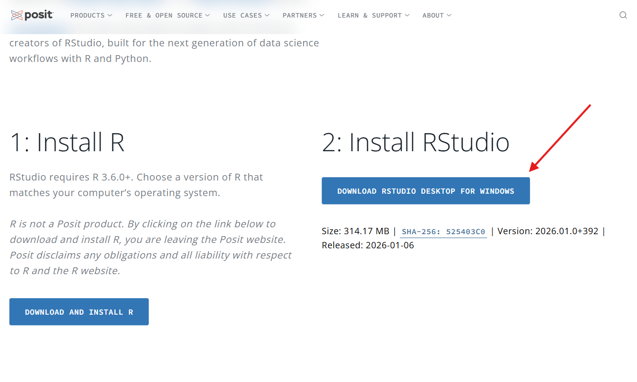 RStudio download page