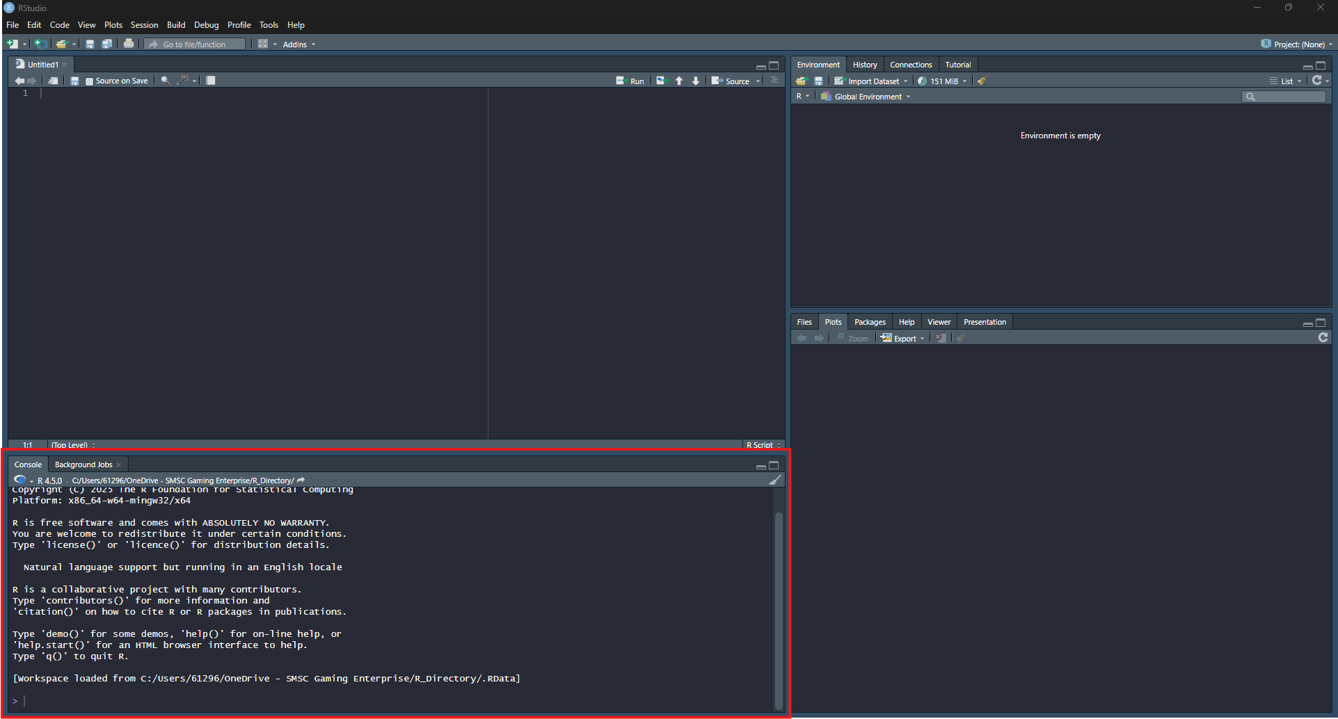 RStudio interface with Console highlighted
